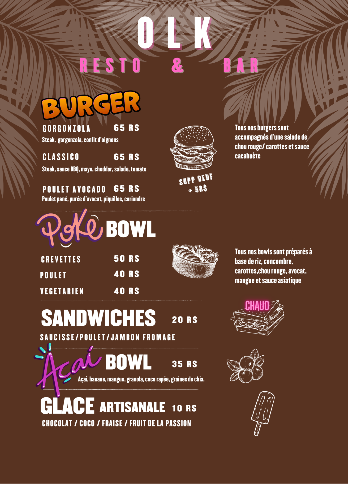 Carte Food - OLK Resto & Bar